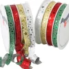 Präsent Weihnachtliches Ringelband auf Designerspule Bunt Sortiert 16 m