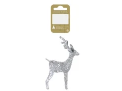 Rentier Kunststoff zum Hängen Silber 12 cm