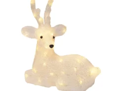 Rentier Liegend 37 cm Weiß-Schwarz