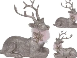 Rentier liegend Polyresin 10 cm 2fach-sortiert