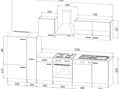 Respekta Economy Küchenzeile KB310ESGSC 310 cm Grau-Eiche Sägerau
