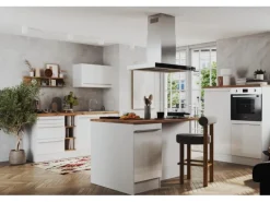 Respekta Inselküche Gabriel 320 cm Weiß Hochglanz