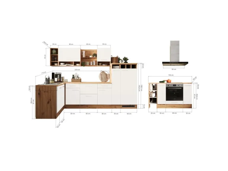 Respekta Inselküche Hilde 310 cm Grau