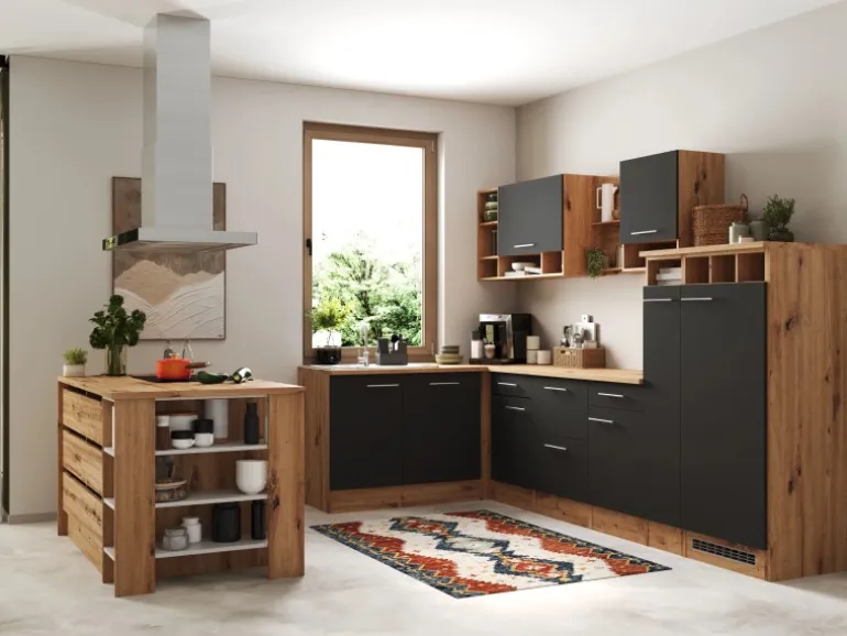 Respekta Inselküche Hilde 310 cm Grau