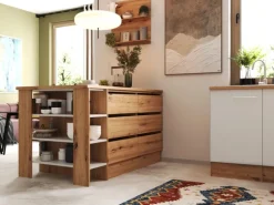 Respekta Küchenblock Hilde 310 cm mit Kücheninsel Weiß