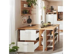 Respekta Küchenblock Hilde 310 cm mit Kücheninsel Weiß