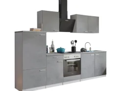 Respekta Küchenblock Malia mit E-Geräten 270 cm Beton Fronten