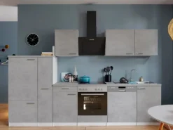Respekta Küchenblock Malia mit E-Geräten 310 cm Beton Fronten