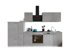 Respekta Küchenblock Malia mit E-Geräten 310 cm Beton Fronten