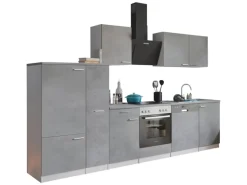 Respekta Küchenblock Malia mit E-Geräten 310 cm Beton Fronten