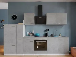 Respekta Küchenblock Malia mit E-Geräten 300 cm Beton Fronten