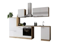 Respekta Küchenblock Merle 280 cm Eiche Weiß mit Waschmaschinen-Nische