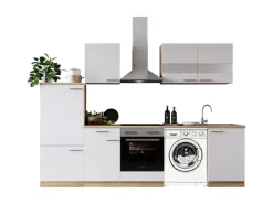 Respekta Küchenblock Merle 280 cm Eiche Weiß mit Waschmaschinen-Nische