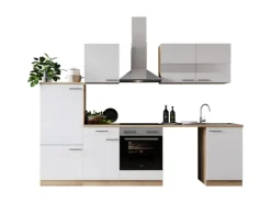 Respekta Küchenblock Merle 280 cm Eiche Weiß mit Waschmaschinen-Nische