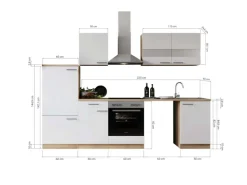 Respekta Küchenblock Merle 280 cm Eiche Schwarz mit Waschmaschinen-Nische