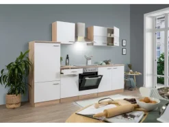 Respekta Küchenzeile 270 cm Weiß Eiche Sägerau