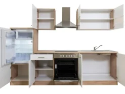 Respekta Küchenzeile 270 cm Weiß Eiche Sägerau