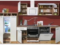 Respekta Küchenzeile 310 cm Weiß-Wildeiche Nachbildung