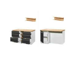 Respekta Küchenzeile Gabriel 290 cm mit Kücheninsel Grau Hochglanz