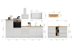 Respekta Küchenzeile Gabriel 290 cm mit Kücheninsel Grau Hochglanz
