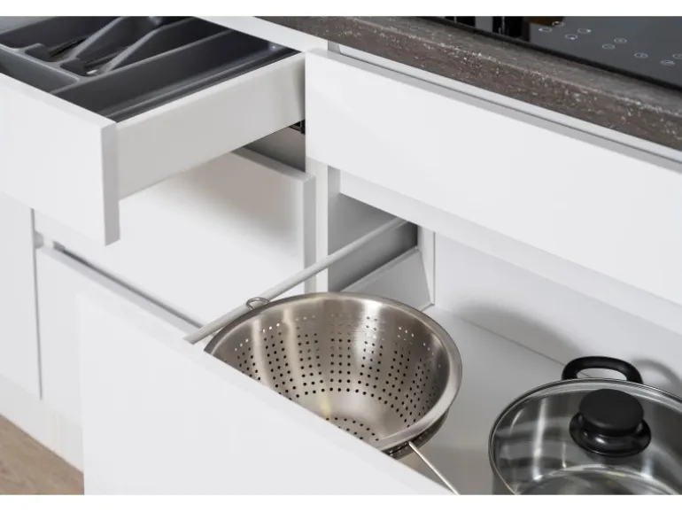 Respekta Küchenzeile GLRP380HWWM Grifflos 380 cm Weiß matt