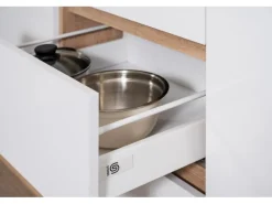 Respekta Küchenzeile GLRP270HESWM Grifflos 270 cm Weiß matt-Sonoma Eiche