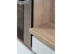 Respekta Küchenzeile GLRP330HESW Grifflos 330 cm Weiß Hochglanz-Sonoma Eiche