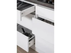 Respekta Küchenzeile GLRP270HWG Grifflos 270 cm Grau Hochglanz-Weiß