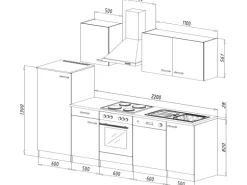 Respekta Küchenzeile KB280ENWP 280 cm Weiß-Eiche Natura Nachbildung