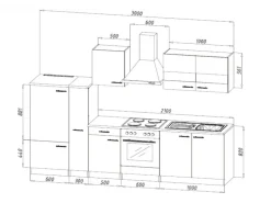 Respekta Küchenzeile KB300ESS 300 cm Schwarz-Eiche Sägerau Nachbildung