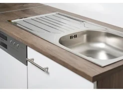 Respekta Küchenzeile KB300EYS 300 cm Schwarz Seidengl.-Eiche York Nachbildung