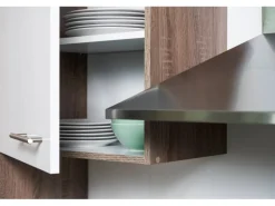 Respekta Küchenzeile KB280EYS 280 cm Schwarz Seidenglanz-Eiche York Nachbildung