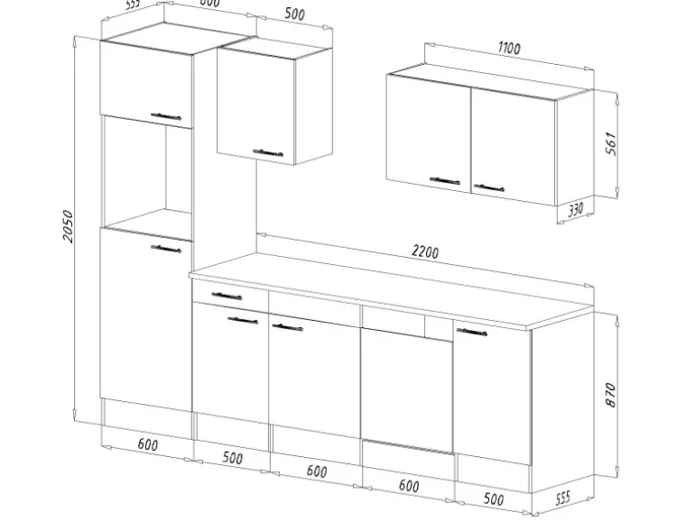 Respekta Küchenzeile KB280EYW 280 cm Weiß Seidenglanz-Eiche York Nachbildung
