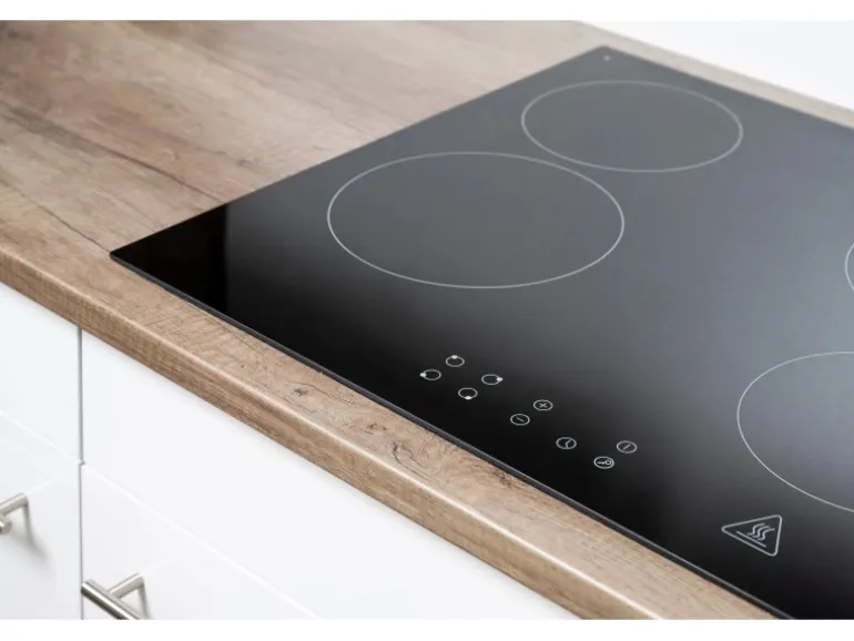 Respekta Küchenzeile KB280EYW 280 cm Weiß Seidenglanz-Eiche York Nachbildung