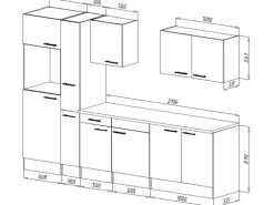 Respekta Küchenzeile KB300EYW 300 cm Weiß Seidenglanz-Eiche York Nachbildung