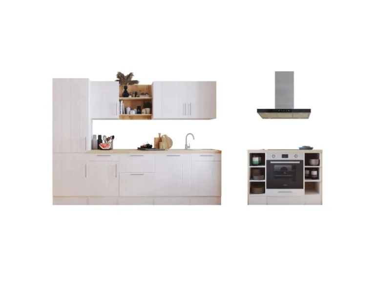 Respekta Landhaus Inselküche Anton 280 cm Lärche Weiß