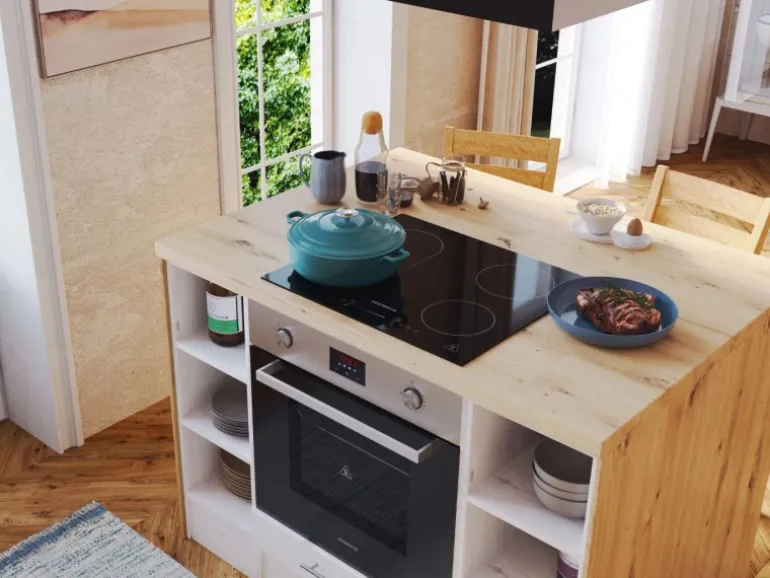 Respekta Landhaus Inselküche Anton 280 cm Lärche Weiß