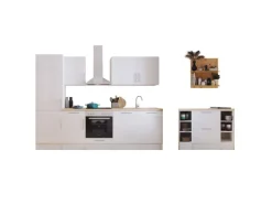 Respekta Landhaus Küchenzeile Anton 280 cm mit Kücheninsel Lärche Weiß