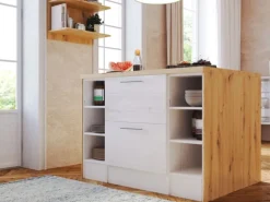 Respekta Landhaus Küchenzeile Anton 280 cm mit Kücheninsel Lärche Weiß