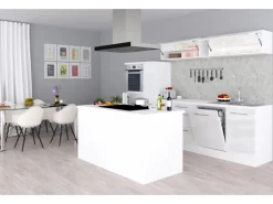 Respekta Premium Inselküche 310 cm Weiß Hochglanz