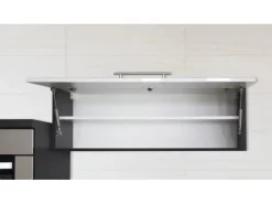 Respekta Premium Inselküche 280 cm Grau Hochglanz-Eiche Grau