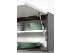 Respekta Premium Küchenzeile 280 cm Hochbau Grau Hochglanz-Eiche Grau