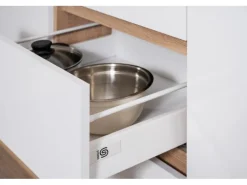 Respekta Premium Küchenzeile GLRP380HESWOES Grifflos 380 cm Weiß Eiche Säger. NB