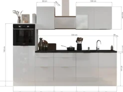 Respekta Selection Küchenzeile Elisabeth RS280HGWH 280 cm Weiß-Grau