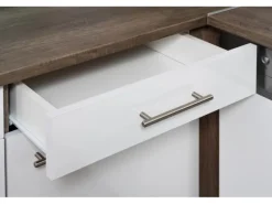 Respekta Winkelküche 310 cm Schwarz Seidenglanz-Eiche York Nachbildung