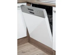 Respekta Winkelküche 280 cm Weiß Seidenglanz-Eiche York Nachbildung