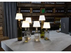 REV Ritter LED Flaschenleuchte Lamprusco mit Akku Ø 11,5 cm Weiß-Silber