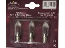 Saico Ersatzglühlampe/ Riffelkerze 3er-Pack E10-Fassung 55V, 3W Wamweiß