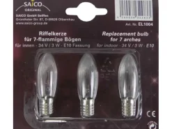 Saico Ersatzglühlampe/ Riffelkerze 3er-Pack E10-Fassung 34V, 3W Warmweiß