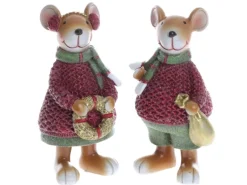 Santa-Maus Stehend 2-fach Sortiert 10 cm Rot-Grün